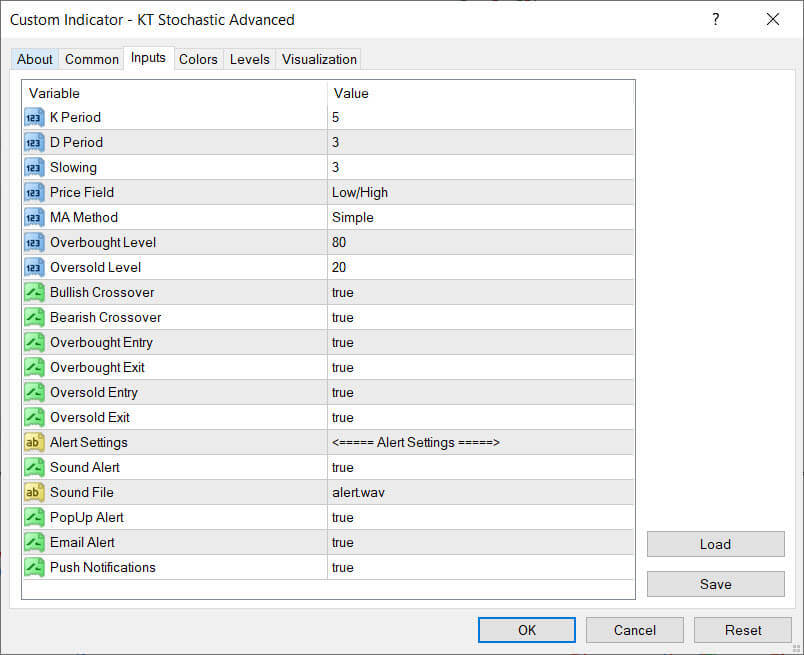 kt stochastic advanced input parameters