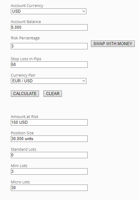 position size calculator screenshot