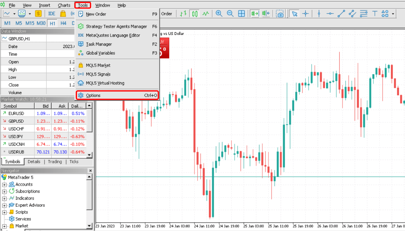 cache and bars settings metatrader