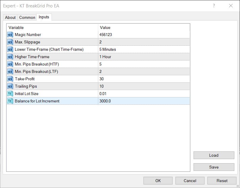 kt breakgrid pro ea inputs