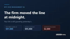 MT5 risk management EA title card contrasting a $97,000 firm limit with a $95,000 EA limit and a $2,000 unprotected band
