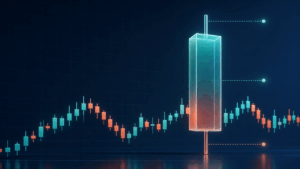 A forming higher-timeframe candle shown against lower-timeframe bars completing inside it